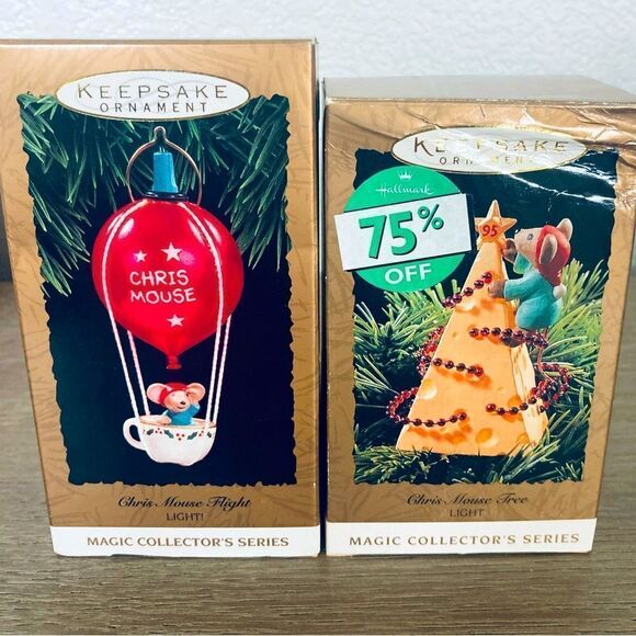 Hallmark Magic Collector’s Series Chris Mouse Vintage Christmas Ornaments - Picture 1 of 4